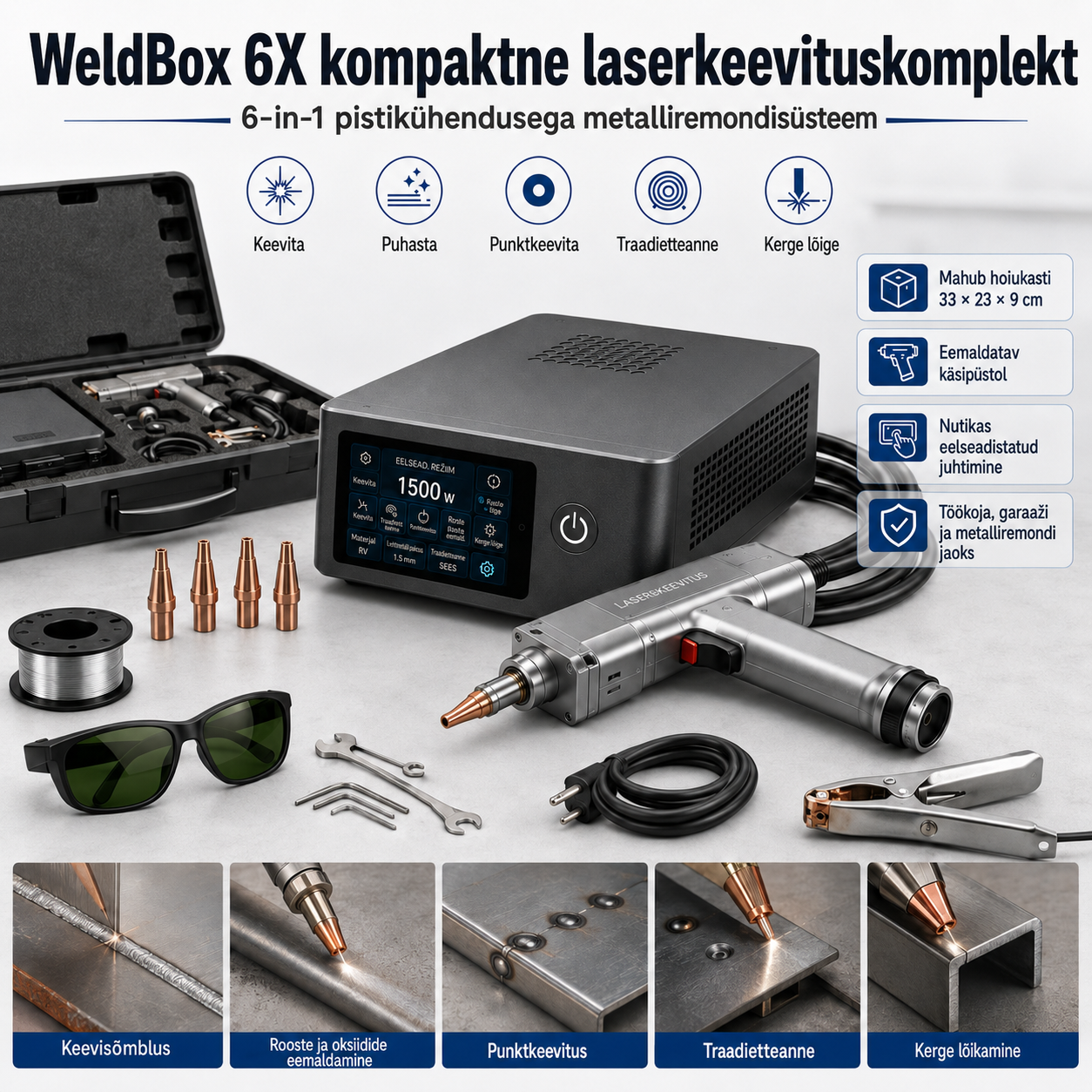 WeldBox 6X – kompaktne 6-ühes laserkeevituskomplekt metalliparanduseks