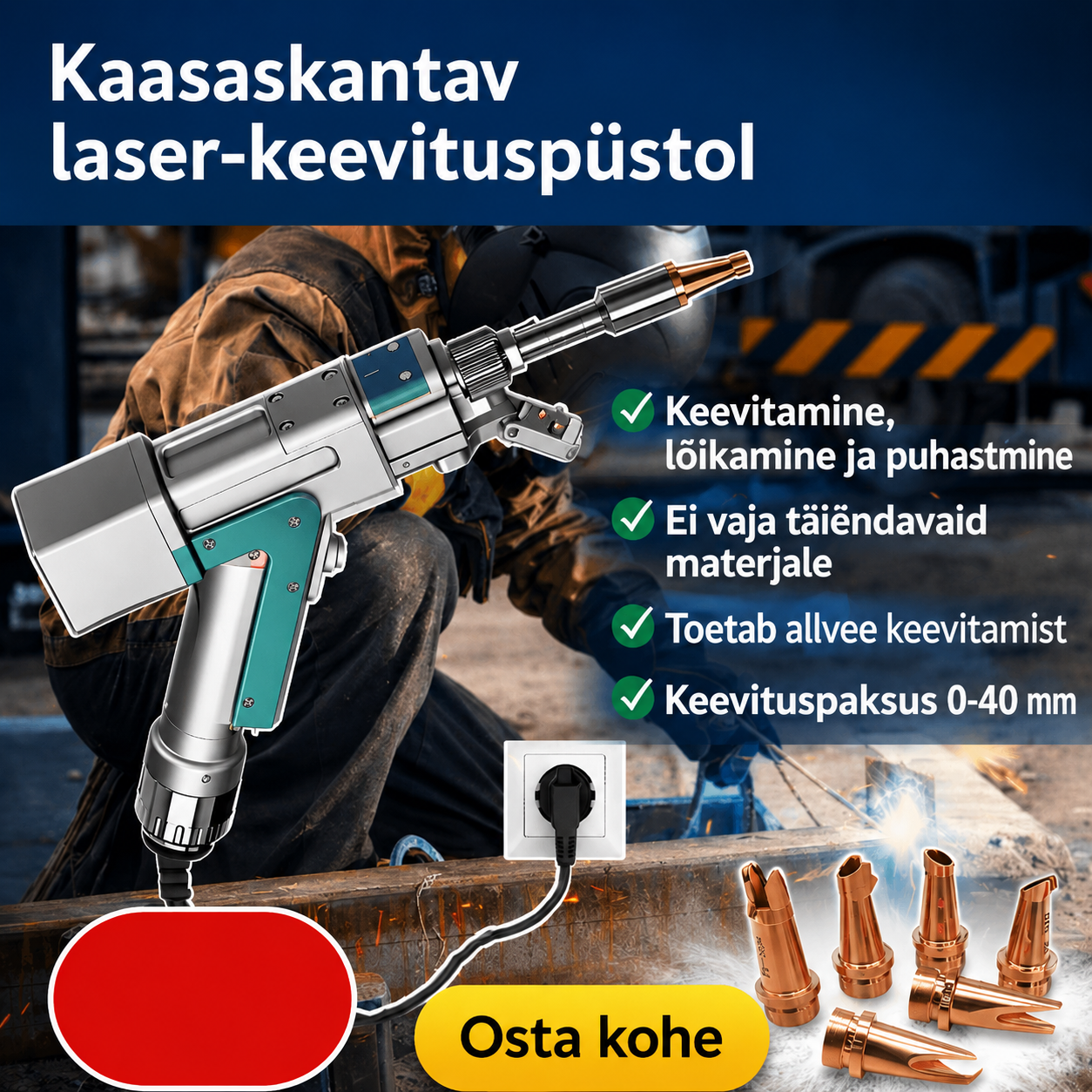 4-ühes kaasaskantav laserkeevitustööriist